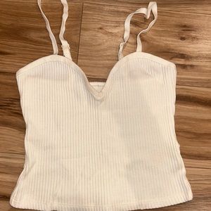 Zara White Ribbed Women's Top